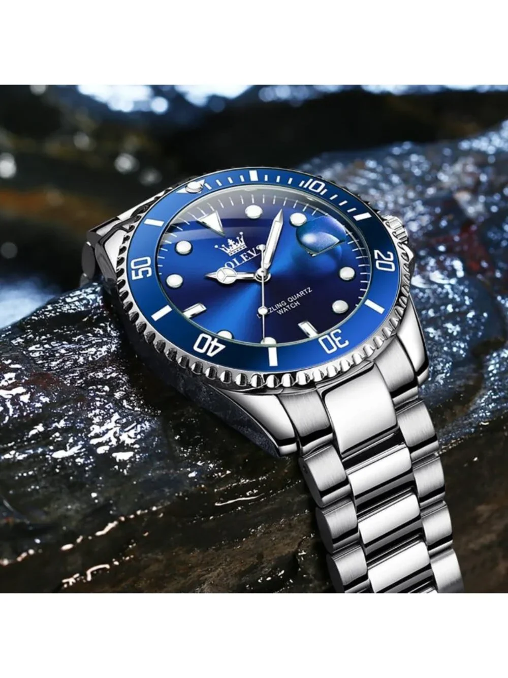 Luxury Men's Dress Watch - Big Face Stainless Steel Analog Quartz Timepiece